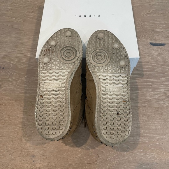 Sandro. High top suede sneakers with silver studs. Brown/camel. Size 38 - Picture 3 of 5